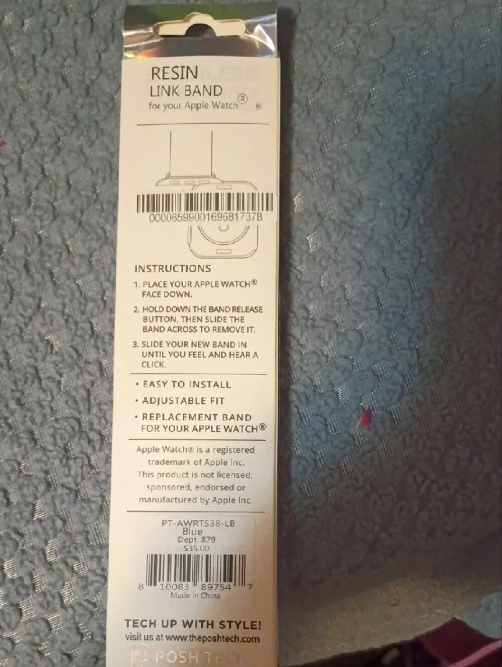 Posh Tech Light Blue & White Replacement Apple Watch Band